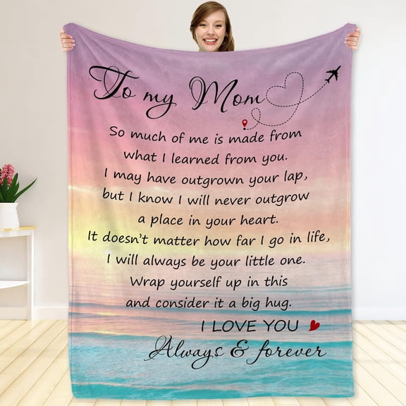 Gifts for Mom from Daughter or Son – to My Mom Blanket, Thoughtful Christmas, Xmas Day or Birthday Gift, Cozy Present for Mother, Soft Flannel Throw Blanket 50x60 inches for Bed and Couch