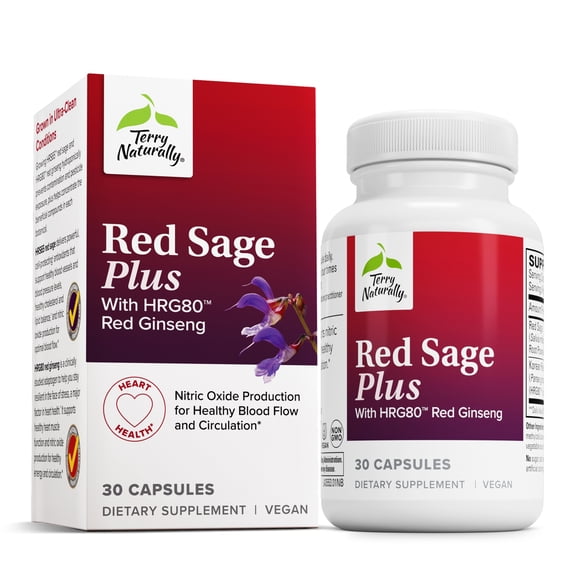 Terry Naturally Red Sage Plus with HRG80 Red Ginseng - 30 Capsules