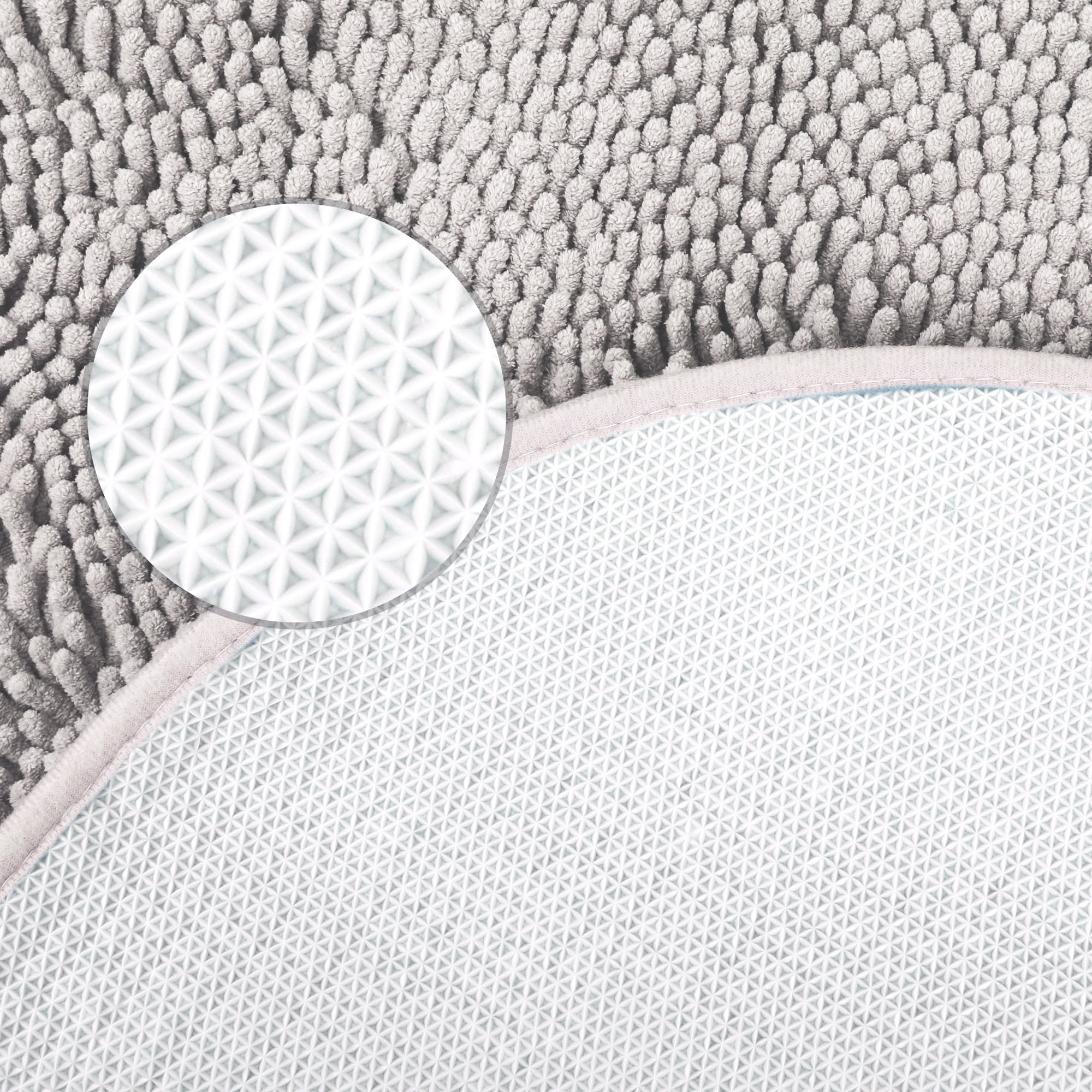 Unique Bargains 2 Pcs Oval Plush Mat Non Slip Washable Rug Light Grey 16" x 24"