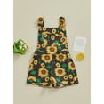 thumbnail image 4 of Bagilaanoe Little Girl Jumpsuit Shorts Toddler Sleeveless Sunflower Print Romper Overalls 6M 12M 18M 24M 3T 4T 5T 6T Kids Short Pants Summer Clothes, 4 of 8