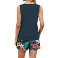 thumbnail image 5 of UDAUDU 2 Piece Short Sets for Women Hawaiian Floral Graphic Sleeveless Tank Tops & Shorts Beach Vacation Comfy Clothing Navy M, 5 of 5