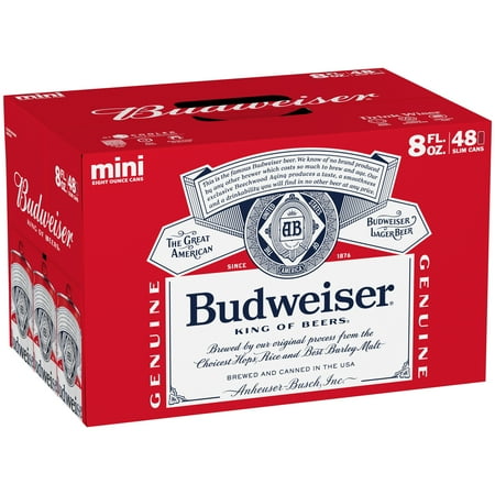 Budweiser Beer, 48 Pack 8 fl. oz. Cans, 5% ABV