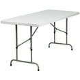 thumbnail image 1 of 30''W x 72''L Height Adjustable Granite White Plastic Folding Table, 1 of 9