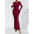thumbnail image 2 of PRETTYGARDEN Women's Fall Fashion Long Sleeve Maxi Dress Ribbed Knit Boat Neck Bodycon Casual Dresses Going Out Outfits, 2 of 8