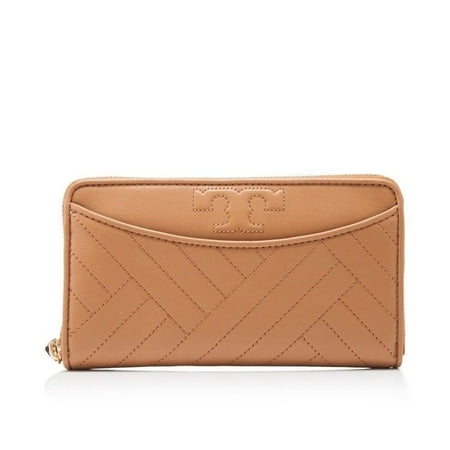 - NEW TORY BURCH (50647) ALEXA ZIP CONTINENTAL AGED VACHETTA QUILT LEATHER WALLET