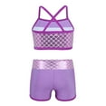 thumbnail image 2 of inhzoy Kids Girls Two Piece Tankini Sleeveless Sequins Ballet Dance Tops with Bottoms Set Lavender 10, 2 of 5