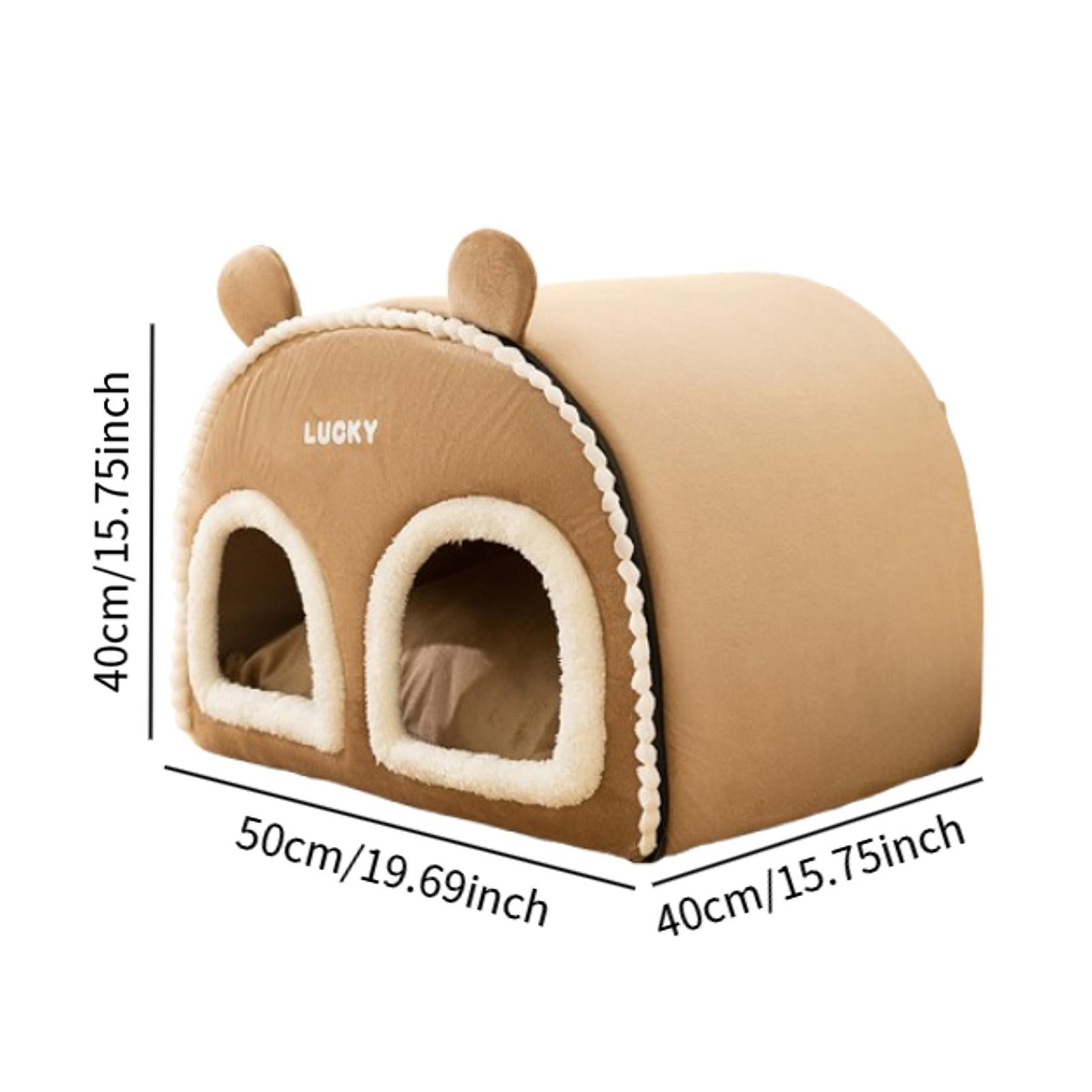 Serenable Indoor Enclosed Pet Cat House Warm Cave 20x15.7x15.7inch for Outdoor Travel Multipurpose Comfortable Kitten Nest Cat Tent Hut Brown
