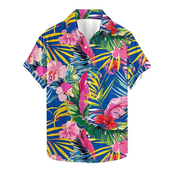 Txeol Mens Unique Pattern Hawaiian Shirt Beach Tropical Button Up Shirts Vacation Cruise Hawaii Summer Clothes,Multicolor,L
