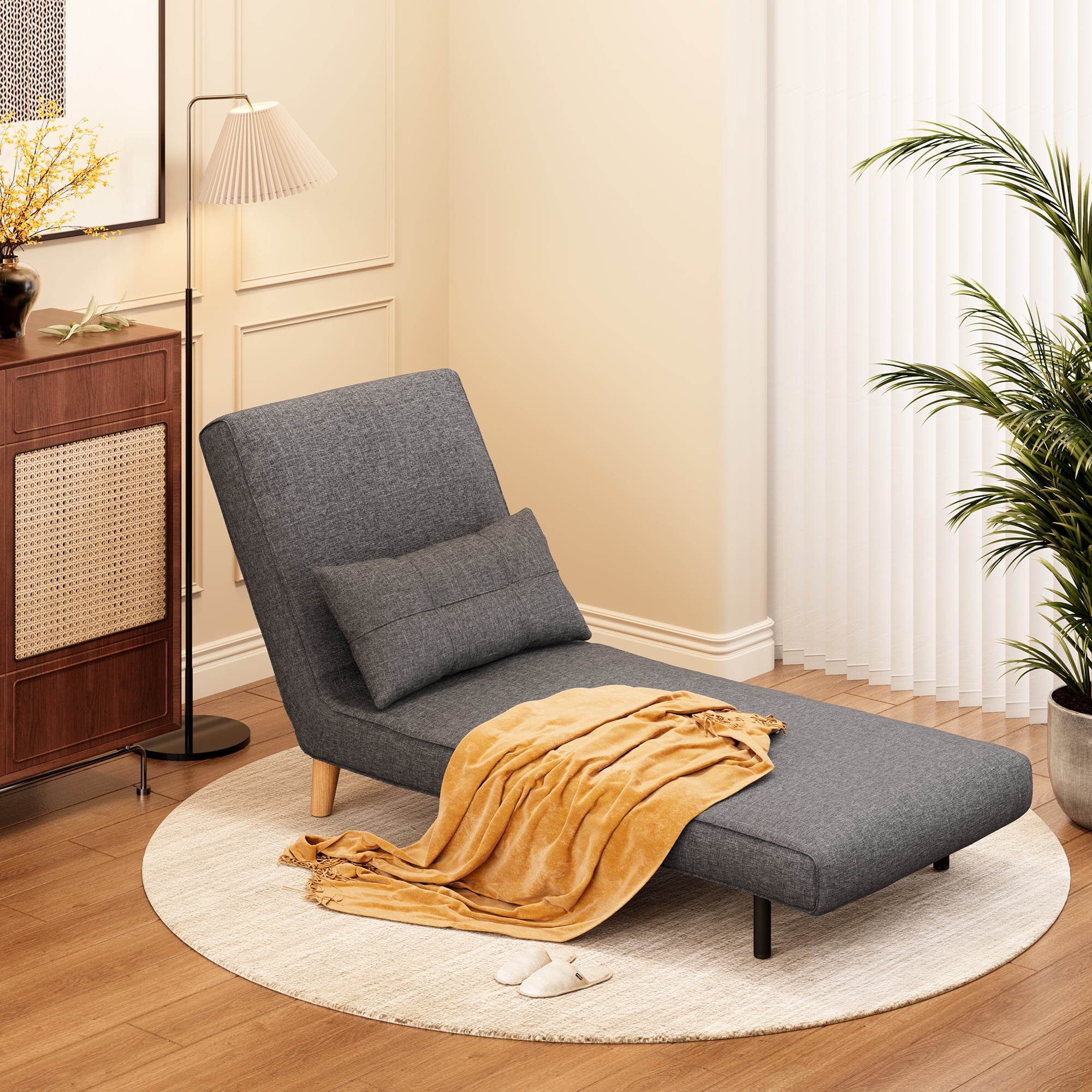 Lofka Futon Sofa Bed, 3 in 1 Convertible Chair Bed for Office | Bedroom,Dark Gray