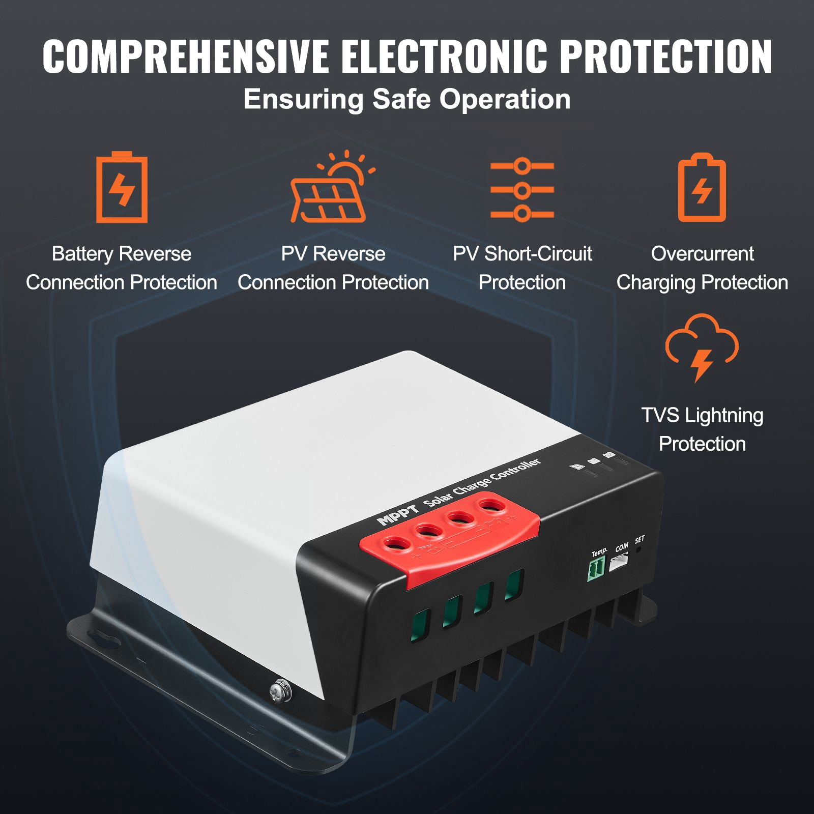 50A MPPT Solar Charge Controller 98% Efficiency Bluetooth Monitoring 12V/24V for AGM Gel Flood Lithium Batteries