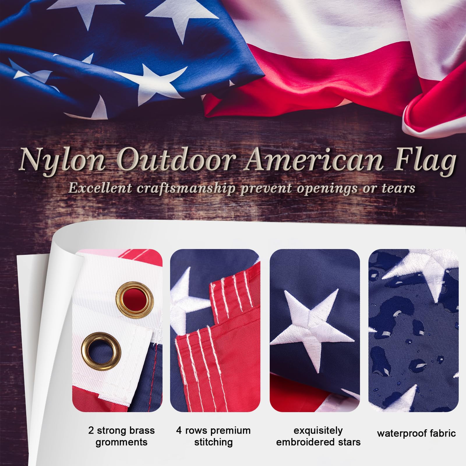 Soumns Flag Pole Kit with 3x5 Embroidered American Flag，Includes Bracket, 5FT Upgraded Tangle Free Design, for Commercial Outdoor House, Black