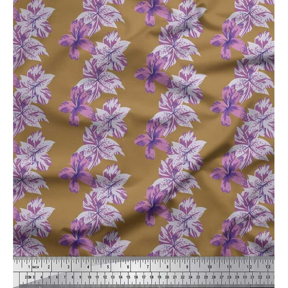 Soimoi Moss Georgette Fabric Flower Floral Print Fabric by The Yard 42 Inch Wide