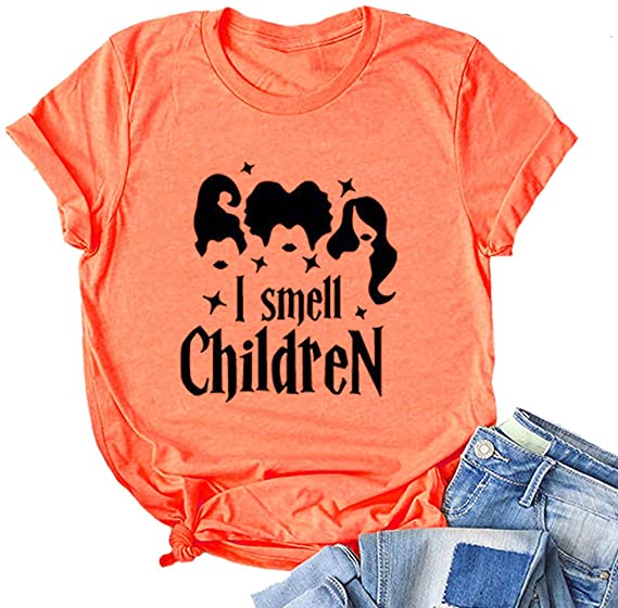 YourTops Women Hocus Pocus T-Shirt I Smell Children Shirt