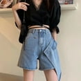 thumbnail image 6 of Athletic Shorts for Women High Waisted Spicy Solid Work Clothes Glare Trendy Skirts Blue Short Pants Sizes 2XL, 6 of 7