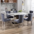 thumbnail image 4 of Westice Dining Room Chairs Set of 2, Velvet Fabric, Button Tufted, Stainless Steel Legs, Dark Gray, 4 of 9