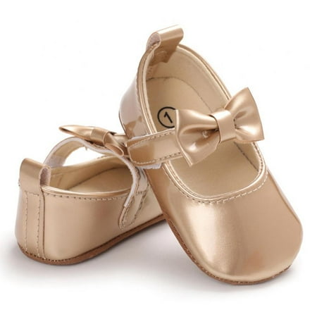 

Baby Girls Mary Jane Shoes Soft Sole Non Slip Toddler First Walker Crib Dress Shoes 0-18Months