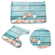 thumbnail image 3 of Alfombrilla de baño con diseño de conchas marinas, estrellas de mar y arena, para vacaciones y verano, antideslizante, juego de 3 piezas para inodoro, 3 of 4