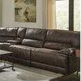 Malyn Weathered Brown Faux Leather Reclining Sectional Sofa with