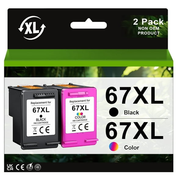 67XL Ink Compatible for HP 67 XL Ink Cartridge DeskJet 2700e 2700 2752e 2755 ENVY 6458 6455 (Black Tri-Color)