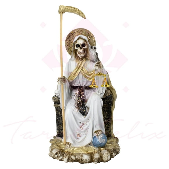 Santa Muerte Blanca Tarot Felix 30 Cm Curada + libro