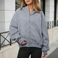 thumbnail image 2 of VNKIDY Sweatshirt Women Zip Up Hoodie With Thumbholes Pockets Autumn Winter Outerwear For Long Sleeve Solid Color Pullover Comfort Streetwear, 2 of 6