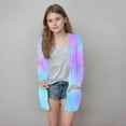 thumbnail image 2 of MKOSPLRT 5-14Y Long Cardigans for Girl Tie Dye Fall Cardigan Sweaters Open Front Long Sleeve Lightweight Cardigan Jacket with Pocket, 2 of 7