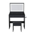 thumbnail image 3 of Yardi Yarda Modern Makeup Vanity Set with Power Outlet and Hair Dryer Holder, Dressing Table with 5 Drawers and Adjustable 3 Lighting Color, New Large Mirror Vanity Desk, Black, 3 of 12