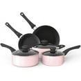 thumbnail image 1 of Juego de utensilios de cocina MOSTA ollas y sartenes antiadherentes de aleación de aluminio 8 piezas Rosa, 1 of 7