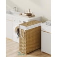 thumbnail image 2 of Slim Laundry Hamper with Lid, 14.5 Gallon (55L) Rattan Clothes Laundry Basket with Lid and Handles, Foldable, Removable Liner, Goose Yellow ULCB164N01, 2 of 6