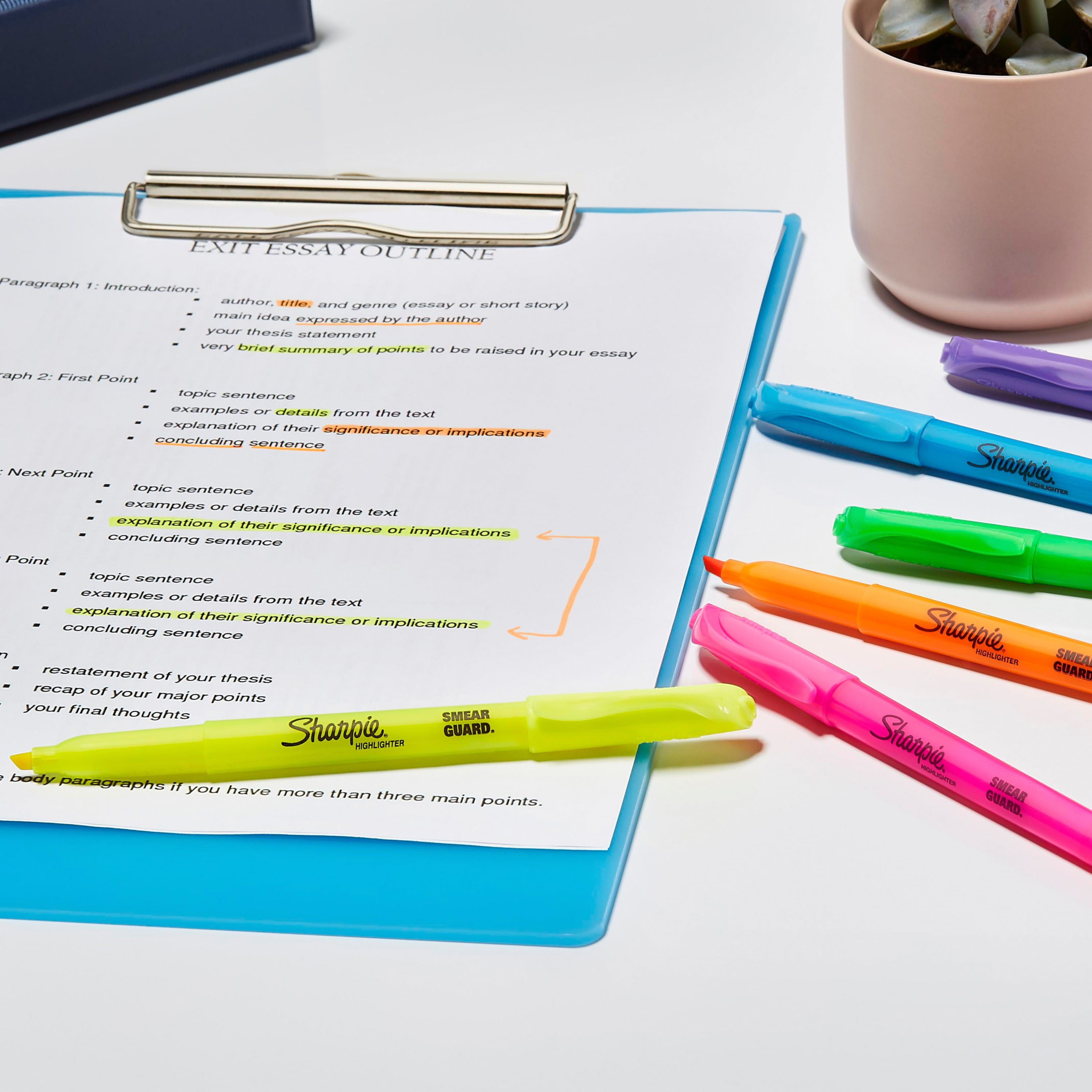(4 pack) Sharpie, SAN1908101, Accent Smear Guard Highlighter, 5 / Pack
