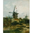 thumbnail image 2 of van Gogh, Vincent 26x31 Gold Ornate Wood Framed with Double Matting Museum Art Print Titled - Windmills on Montmartre, 2 of 4