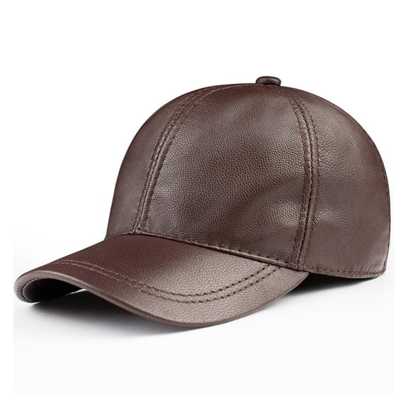 Baseball Caps Genuine Leather Hats For Men Dad Hat Adjustable Autumn Winter Black Brown Male Snap-back ,Classic Design