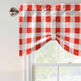 thumbnail image 5 of Tie Up Valances for Windows, Orange Red Checkered Adjustable Valance Curtains Window Treatment for Living Room/Bedroom, Farmhouse Buffalo Plaid Rod Pocket Kitchen Curtains & Drapes 42x18 Inch, 5 of 9