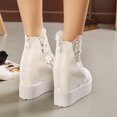 thumbnail image 4 of Lovskoo 2024 Women's Wedges Mid Calf Boots Closed Toe Summer Bohemian Shoes Thick Sole Lace Platform High Heels Sandals White, 4 of 8