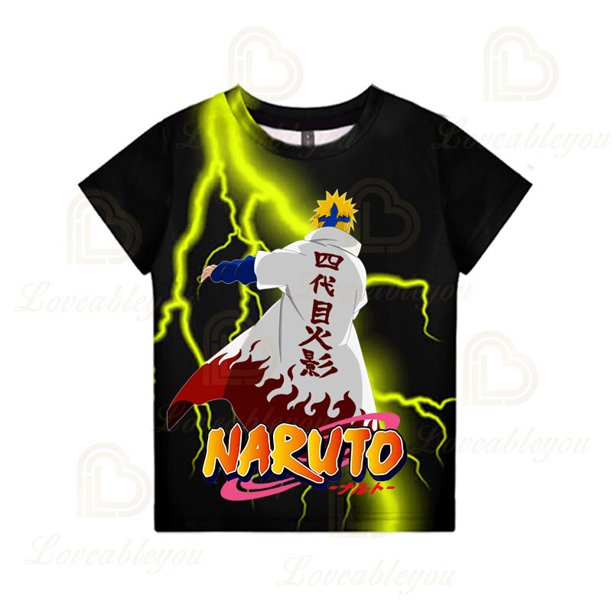 Anime Naruto Round Neck T-shirt Uzumaki Naruto 3D Digital Printing Men's Clothing Cartoon Printed Summer Tee for Adult KidAdults M(45-50kg) Gao Jinjia LED