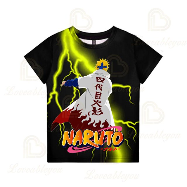 Anime Naruto Round Neck T-shirt Uzumaki Naruto 3D Digital Printing Men's Clothing Cartoon Printed Summer Tee for Adult KidAdults S(40-45kg) Gao Jinjia LED