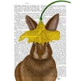 thumbnail image 2 of Fab Funky 12x14 Black Ornate Wood Framed with Double Matting Museum Art Print Titled - Daffodil Rabbit Book Print, 2 of 4