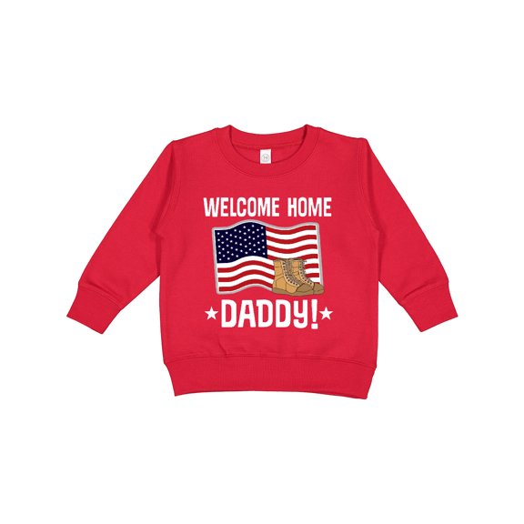 Inktastic Military Dad Welcome Home USA Flag Toddler Sweatshirt