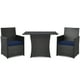 thumbnail image 4 of Juego de comedor para patio Costway 3 piezas de ratán PE con mesa de vidrio templado y sillas acolchadas Azul, 4 of 4