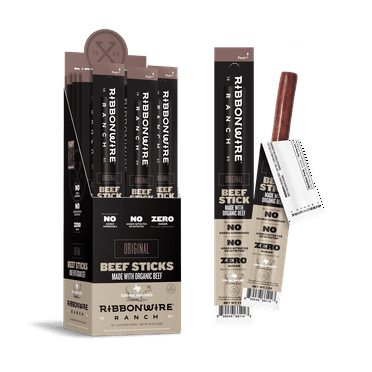Ribbonwire Ranch Original Organic Beef Sticks 24 Pack, 1oz Sticks