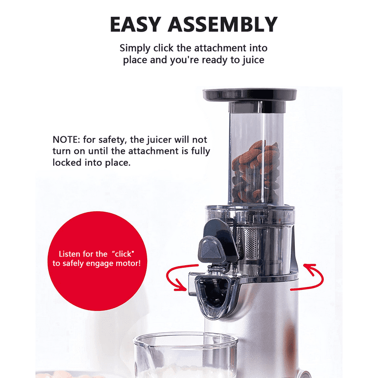 CRANDDI Mini Juicer, Compact Masticating Slow Juicer, Cold Press Juice  Extractor with Brush and Reverse Function for Fruit Vegetable Juice, Easy  to