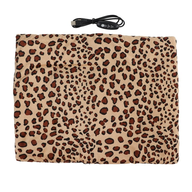 Coussin Chauffant Pliable à 3 Températures Réglables pour Animaux de Compagnie pour Chien Chat Imprimé Léopard