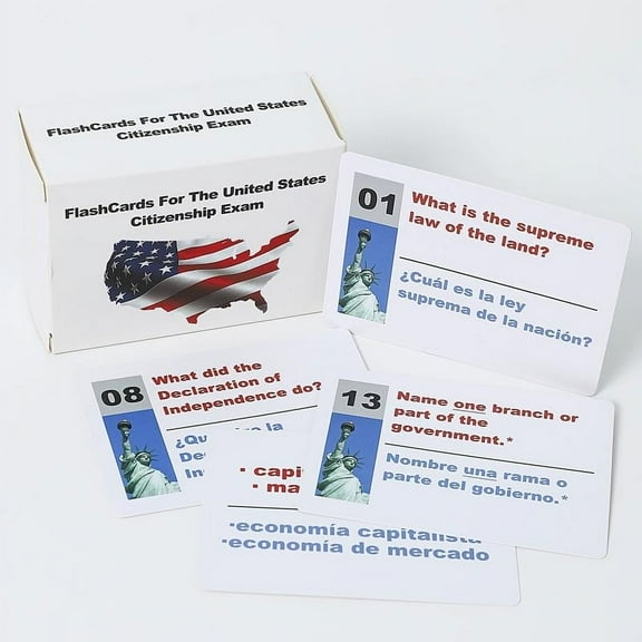 U.S. Civics Test Bilingual Flash Cards - English/Spanish