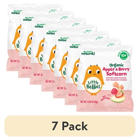 (7 pack) Little Bellies Baby Bellies Organic Apple & Berry Softcorn Snack, 0.28 oz Bag