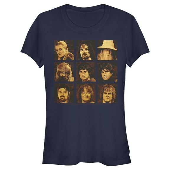 Junior's The Lord of the Rings Fellowship of the Ring Character Boxes  Graphic Tee Navy Blue X Large