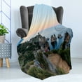 thumbnail image 4 of Sicily Soft Flannel Fleece Throw Blanket, Sunset Photo of Faraglioni de Scopello from Above Tyrrhenian Sea Bay, Cozy Plush for Indoor and Outdoor Use, 50" x 70", Multicolor, by Ambesonne, 4 of 5