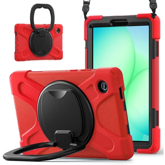 Protective Case for Samsung Galaxy Tab A11 8.7 inch 2025 SM-X130 X133 X135 Shockporoof Cover with Pencil Holder Rotating Hand Strap & Stand Shoulder Strap