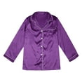 thumbnail image 6 of Riforla Satin Silk Button Down Pajamas PJ's Sets Solid Two Piece Family Matching Sleepwear Loungewear Long Sleeve Silk Nightwear for Women Purple XL, 6 of 9