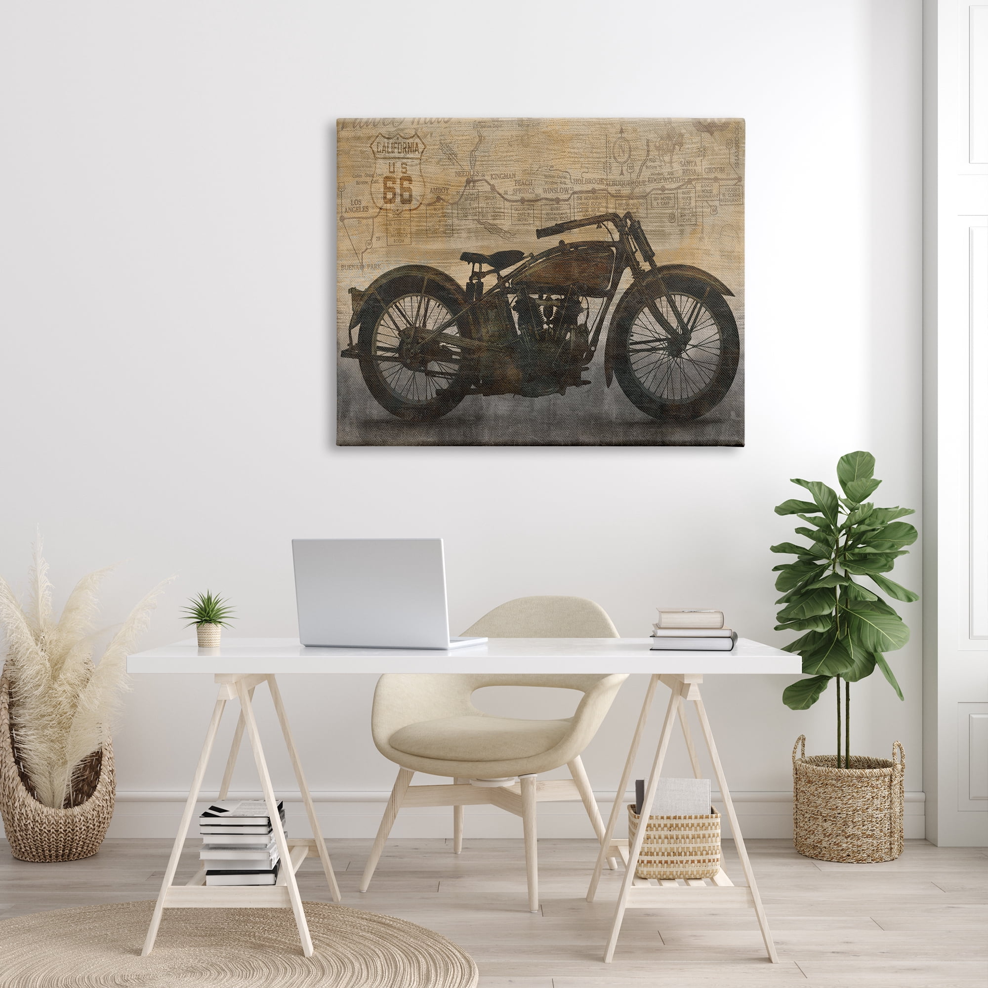 Stupell Industries Vintage Motorcycle Collage Transportation Painting Gallery Wrapped Canvas Print Wall Art, 48 x 36