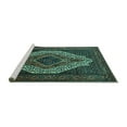 thumbnail image 2 of Ahgly Company Machine Washable Indoor Square Medallion Turquoise Blue Traditional Area Rugs, 7' Square, 2 of 4